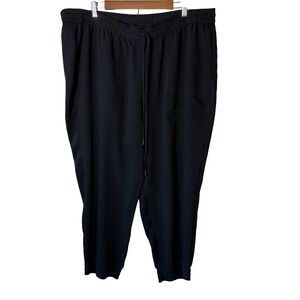 Ann Taylor Black Pull On Jogger Pants Women XXL Elastic Waist Work Lounge Travel